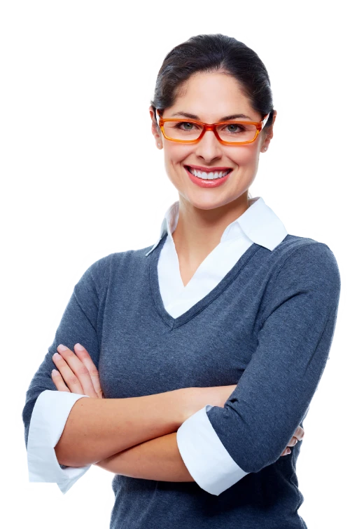 Woman above the fold greeting visitors